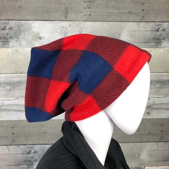 Red and Navy Buffalo Check Fleece Neck Warmer - Picture 4 of 9